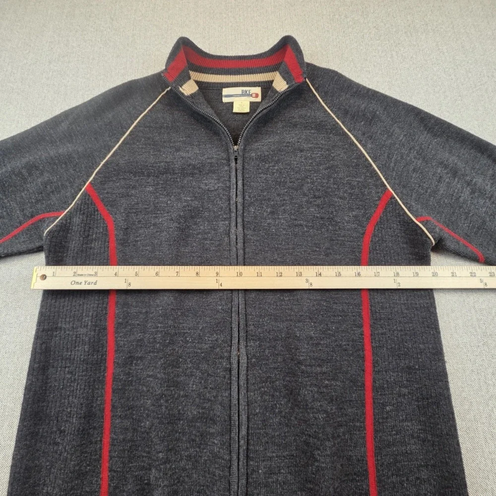 BKE Gray Full Zip Up Cardigan Sweater Men's‎ Medium Grandpacore Preppy Retro